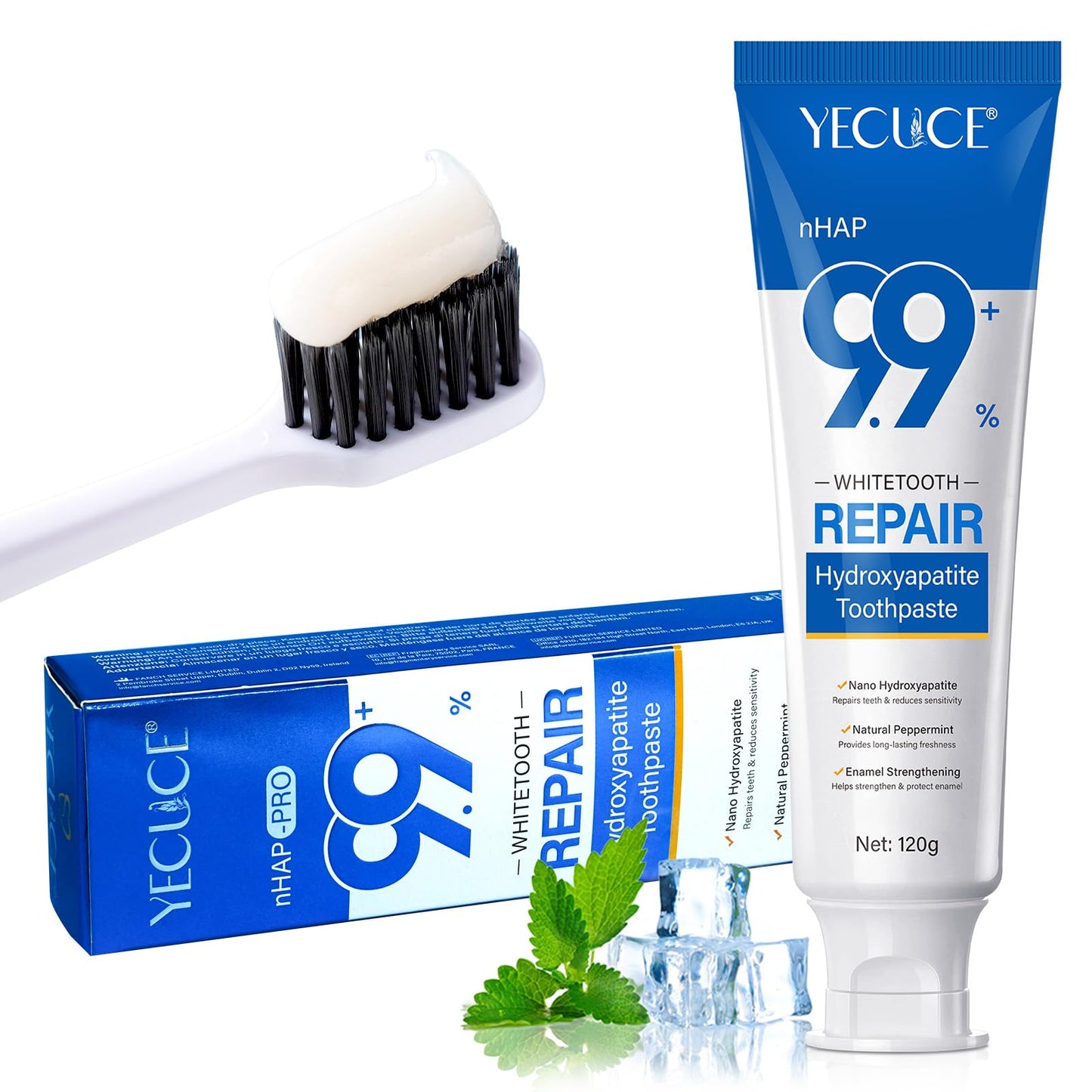 9.9% Hydroxyapatite Toothpaste – Enamel Protection & Tooth Strengthening (120g) | Nano HA with Peppermint