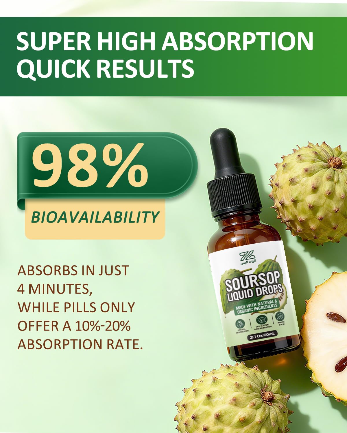 Soursop Liquid Drops 9-in-1 Herbal Blend with Sea Moss & Turmeric | Immune Support