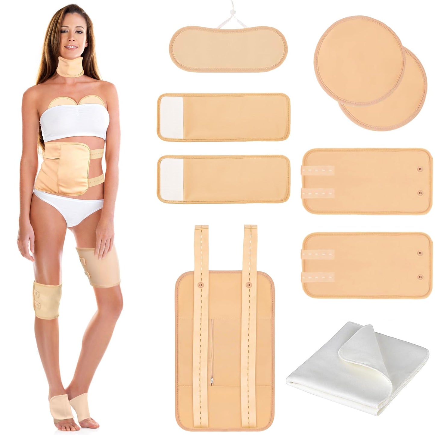 9 Pcs Castor Oil Pack Wrap Organic Cotton for Liver Detox – Full Body Care Kit