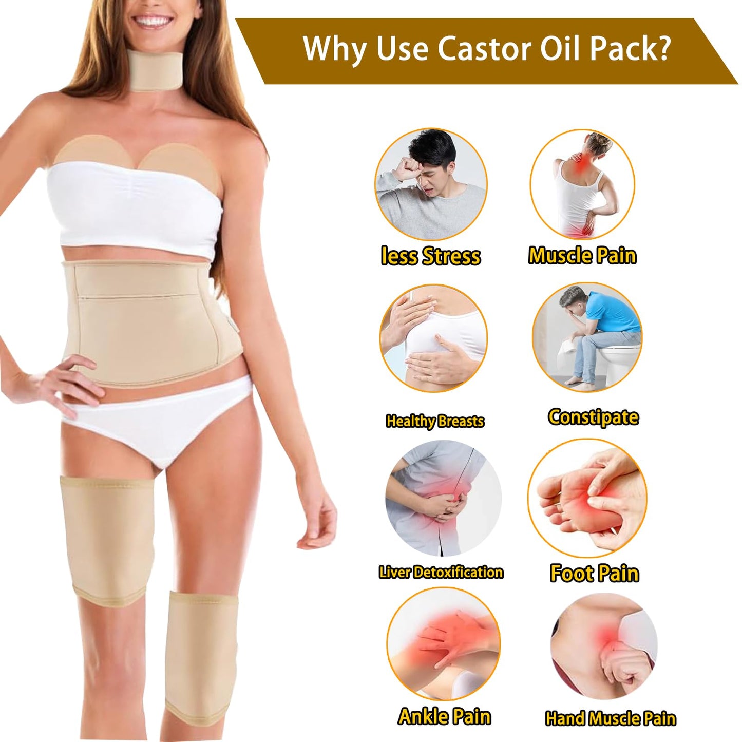 9-Piece Organic Cotton Body Wrap Kit | Castor Oil Compatible Thermal Packs for Full-Body Relief