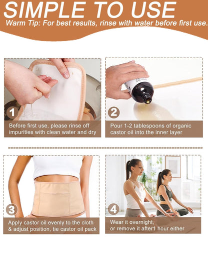 9-Piece Organic Cotton Body Wrap Kit | Castor Oil Compatible Thermal Packs for Full-Body Relief