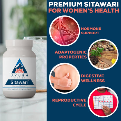 Ayush Herbs Sitawari Shatavari Capsules for Women – Hormone Balance & Reproductive Support (90 Veg Capsules)