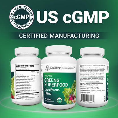 Dr. Berg's Greens Superfood – Cruciferous Veggie Tablets (90 Count)