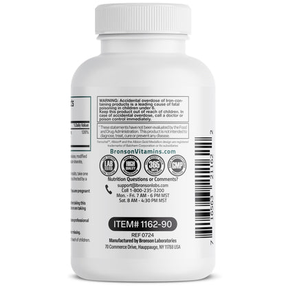 Bronson Iron Bisglycinate 25 mg – Gentle on the Stomach, 90 Vegetarian Capsules