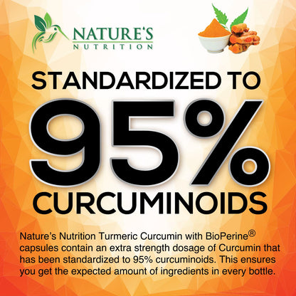 Turmeric Curcumin 1950mg with BioPerine - 95% Curcuminoids | Made in USA | 60 Capsules