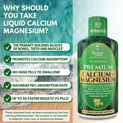 Tropical Oasis Liquid Calcium Magnesium – 98% Absorption – 32 Fl Oz (64 Serv) BritishVita | Premium UK Vitamins & Wellness Supplements