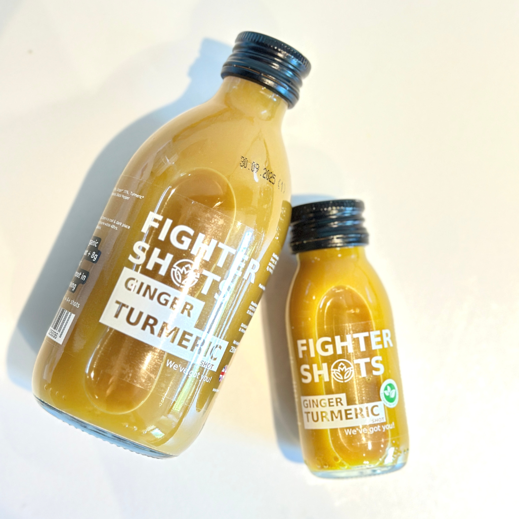 Fighter Shots Organic Ginger + Turmeric Dosing Bottle | 250ml | 150mg Curcumin Per Serving