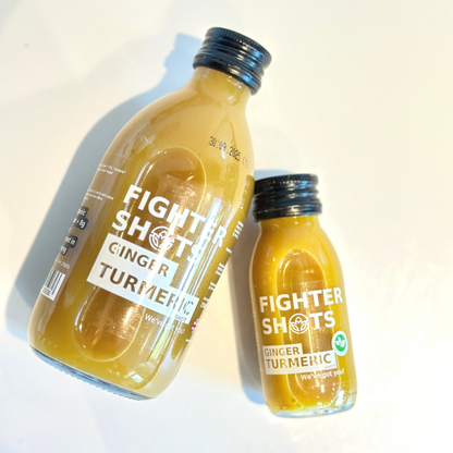 Fighter Shots Organic Ginger + Turmeric Dosing Bottle | 250ml | 150mg Curcumin Per Serving