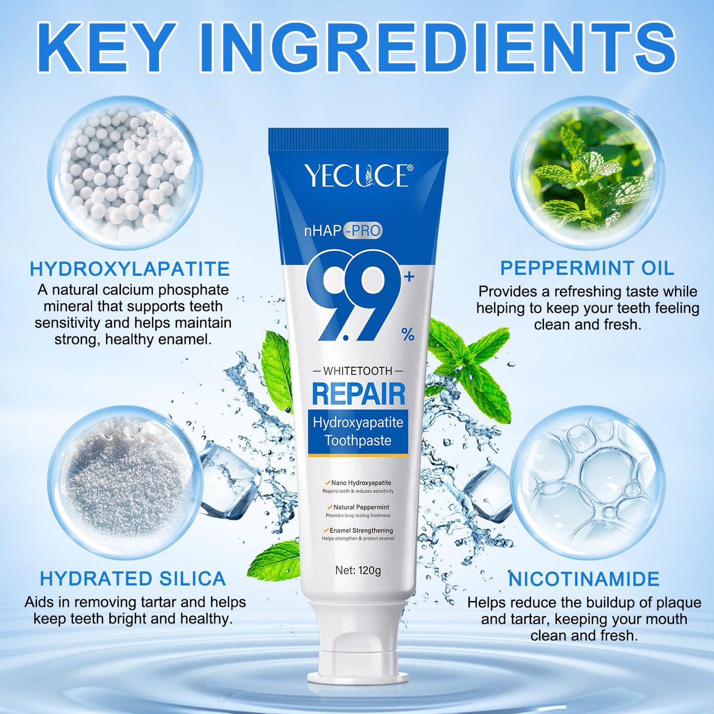 9.9% Hydroxyapatite Toothpaste – Enamel Protection & Tooth Strengthening (2 Pack) | Natural Peppermint