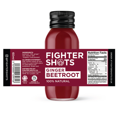 Fighter Shots 100% VEGAN Ginger + Beetroot, 12 x 60ml