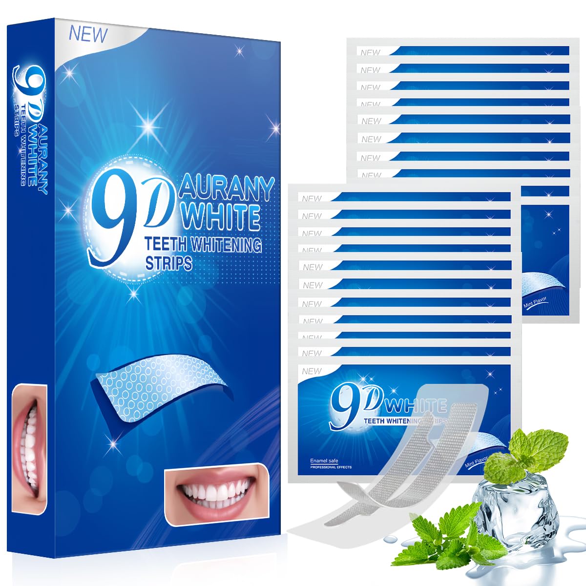 9D Sensitive Teeth Whitening Strips – Enamel-Safe, Fast Stain Removal for Coffee Drinkers & Smokers | 21 Pairs (42 Strips)