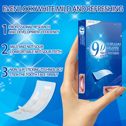 9D Sensitive Teeth Whitening Strips – Enamel-Safe, Fast Stain Removal for Coffee Drinkers & Smokers | 21 Pairs (42 Strips)