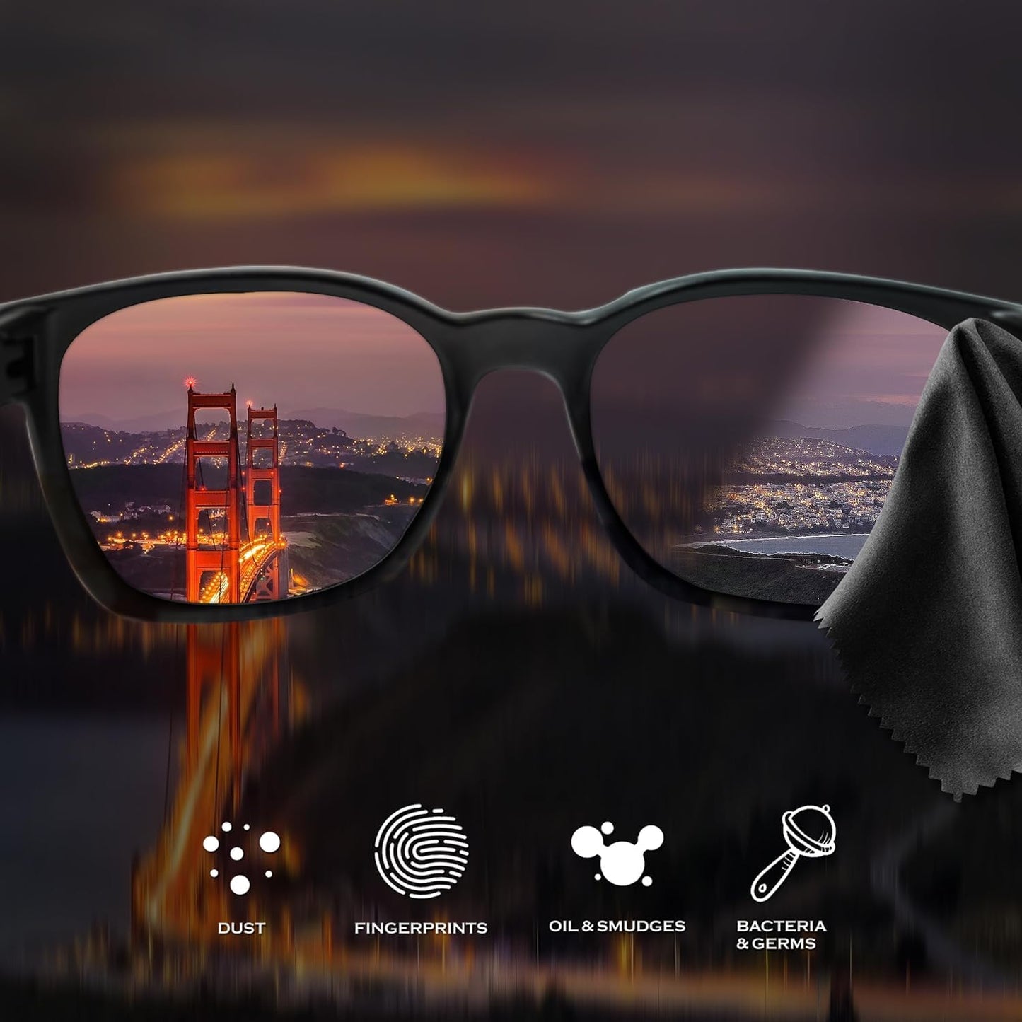 AAwipes Eyeglasses Cleaning Microfiber Cloths Bulk - 5.5x5.5, 5 Colors, 100 pcs, No Logo, Sublimation Blank (V1595)