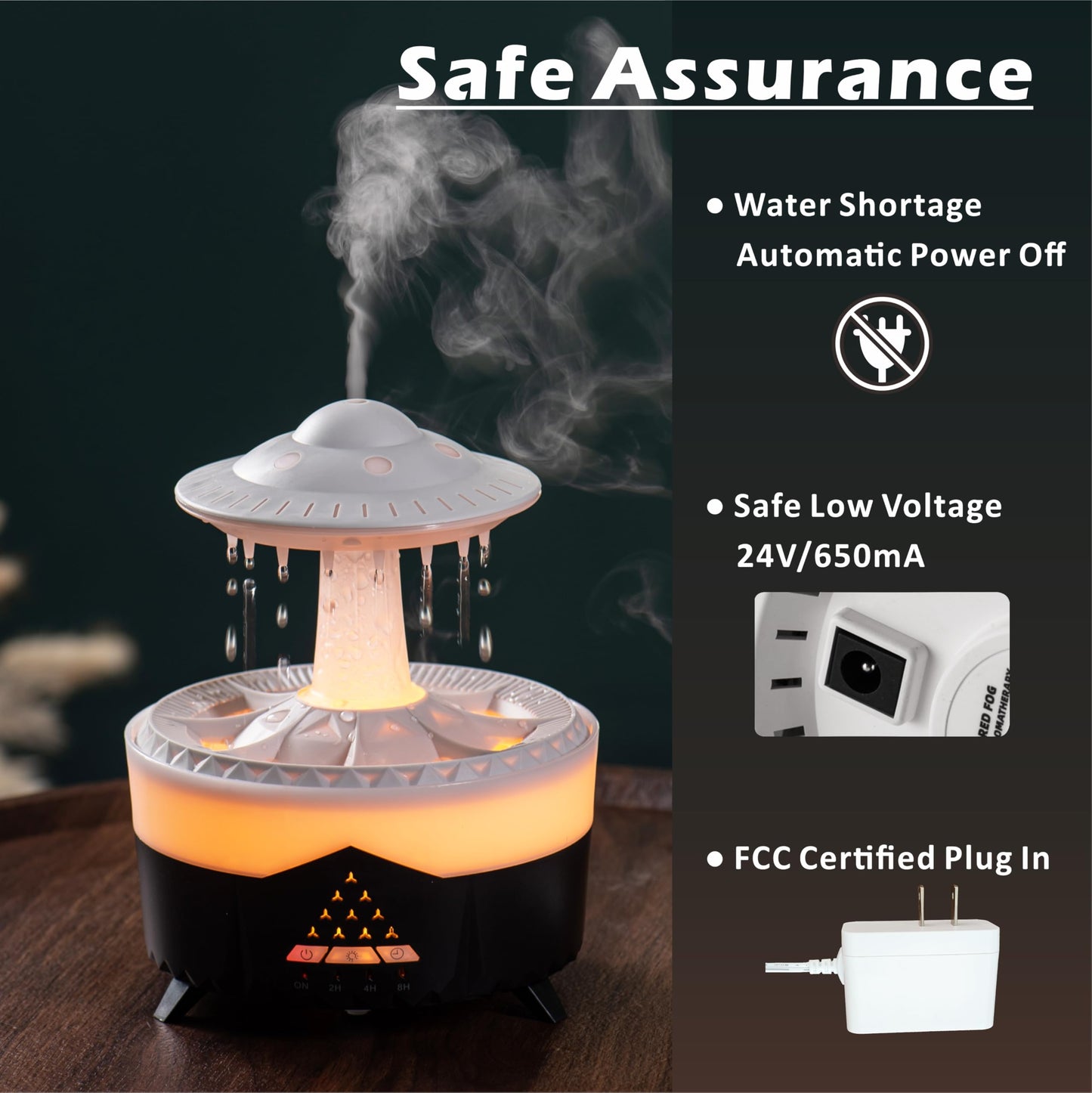 AChoice4U UFO 350ML Essential Oil Diffuser – 7 Color LED, Remote, White