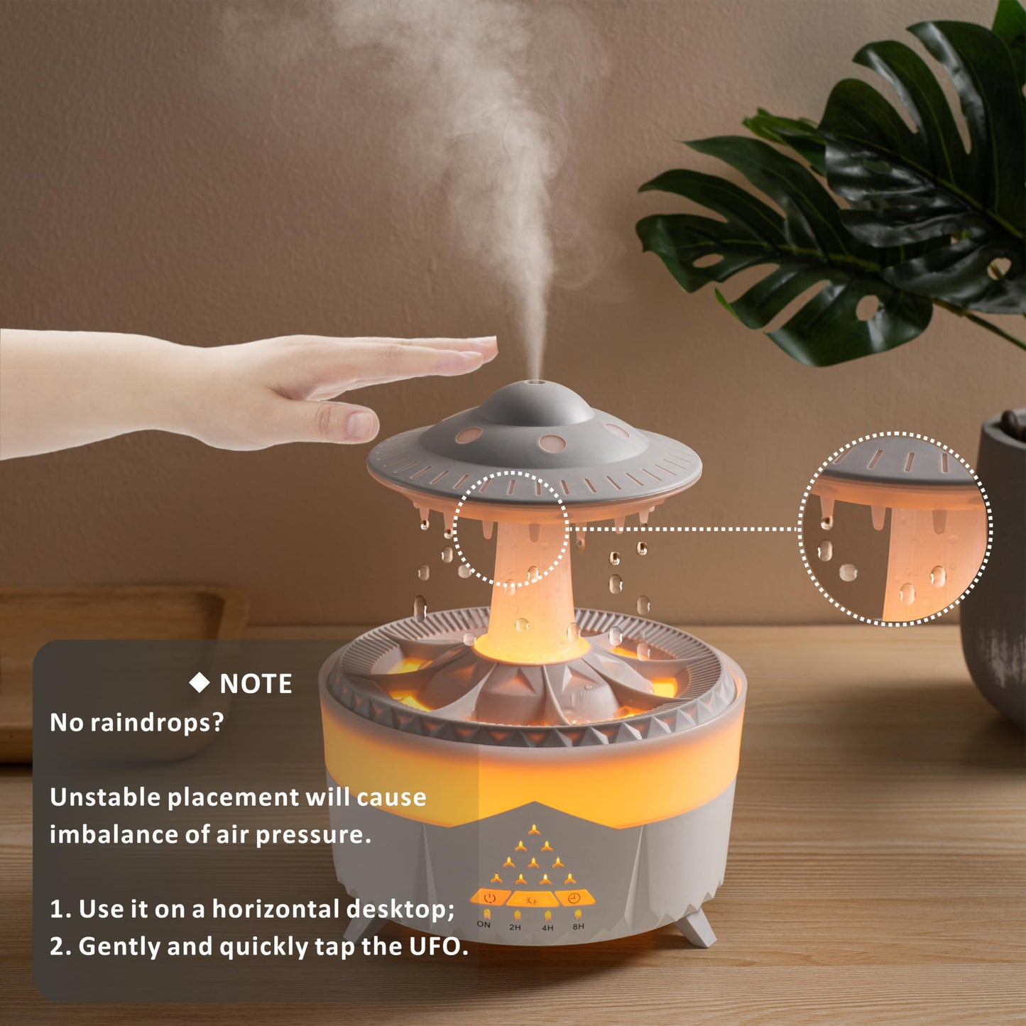 AChoice4U UFO 350ML Essential Oil Diffuser – 7 Color LED, Remote, White