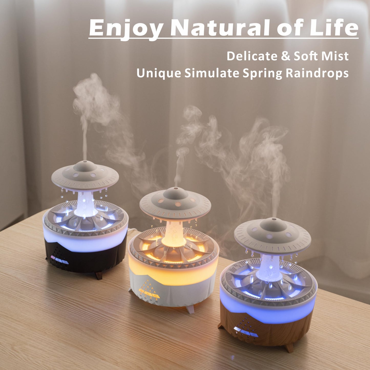 AChoice4U UFO 350ML Essential Oil Diffuser – 7 Color LED, Remote, White