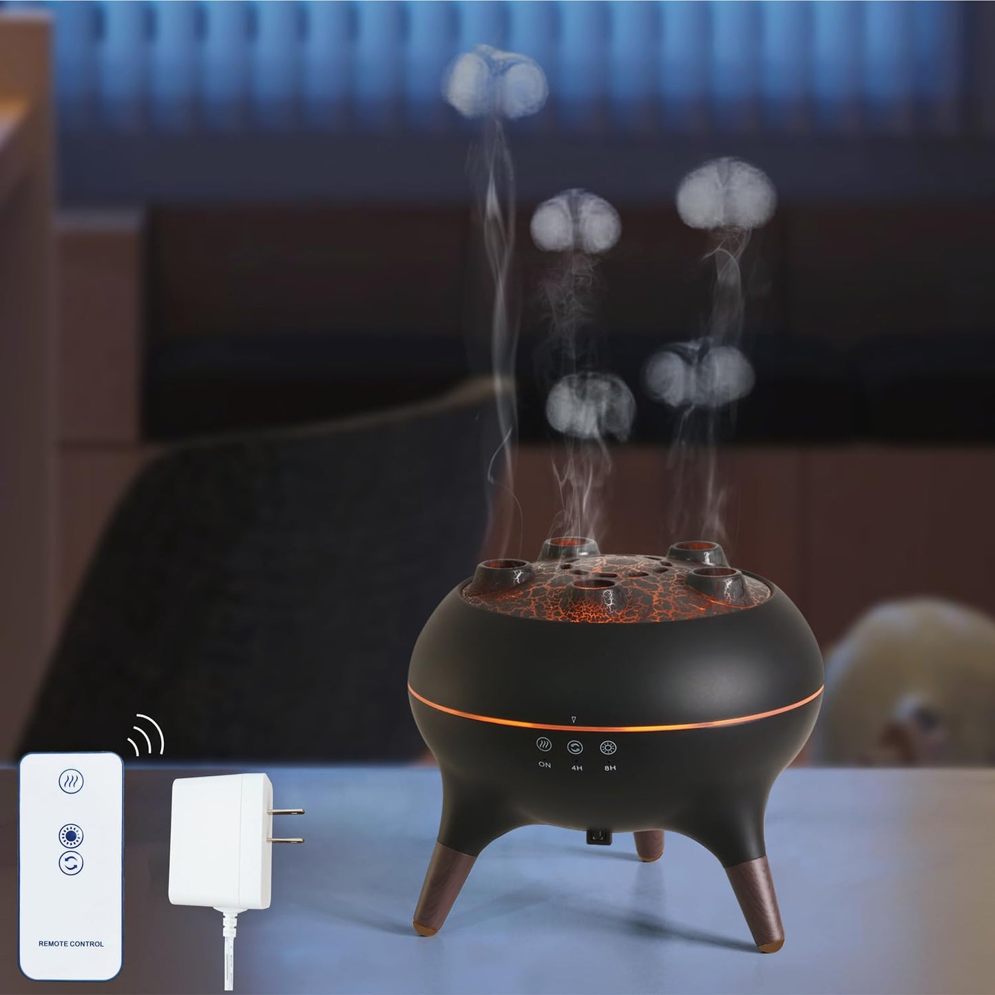 AChoice4U Essential Oil Diffuser 250ML Dancing Jellyfish – 7 Colors LED, Remote, Plug-in (Black)