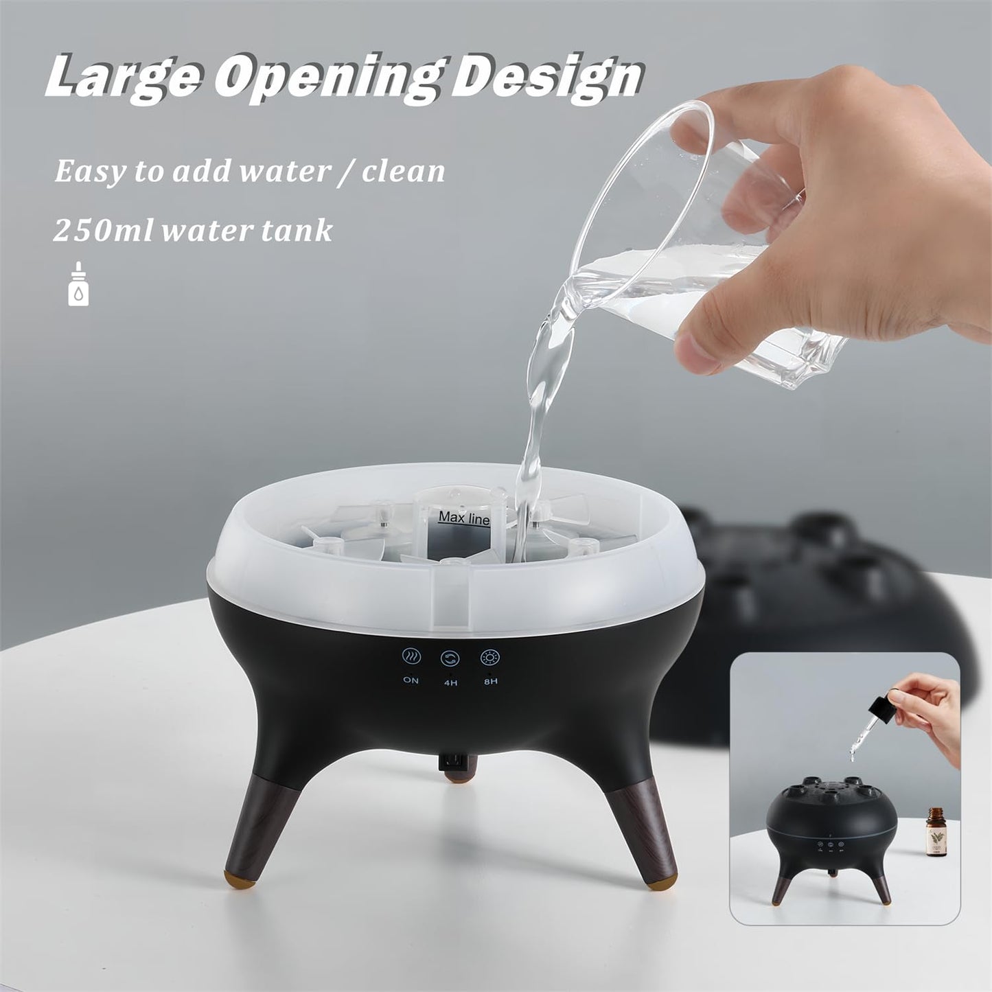 AChoice4U Essential Oil Diffuser 250ML Dancing Jellyfish – 7 Colors LED, Remote, Plug-in (Black)