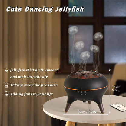 AChoice4U Essential Oil Diffuser 250ML Dancing Jellyfish – 7 Colors LED, Remote, Plug-in (Black)