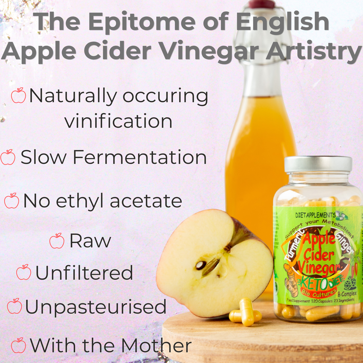 Raw Unfiltered Apple Cider Vinegar with the Mother, Vitamins & Minerals Complex