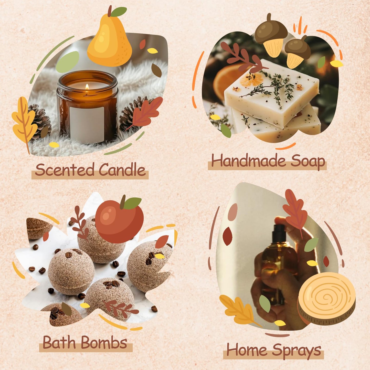 Autumn Fragrance Oils Set by AVEOIRA – 6x10mL for Diffuser, Candles & Soaps