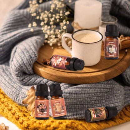 Autumn Fragrance Oils Set by AVEOIRA – 6x10mL for Diffuser, Candles & Soaps
