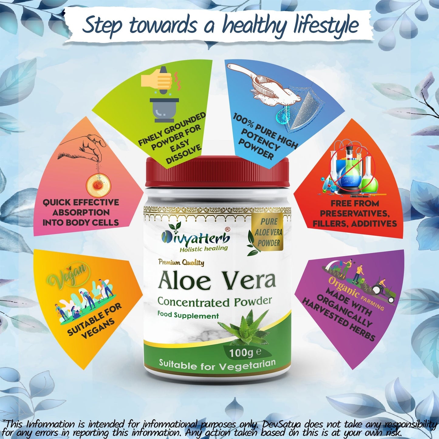 DivyaHerb Aloevera Powder 100 gram - Healthy-Looking Skin Support