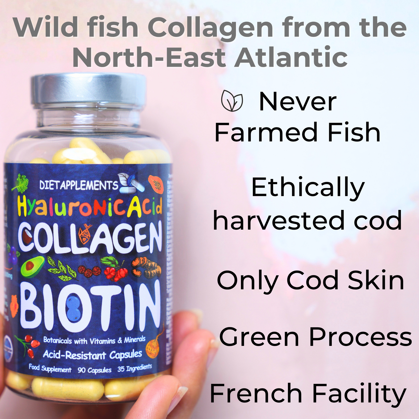 Complete Hair, Skin, Nails Supplement! Marine Collagen, Hyaluronic Acid, Biotin, Vitamins, Minerals, Superfood - 35 Ingredients