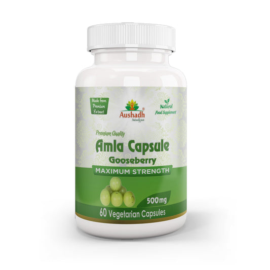 Aushadh Amla Capsules (Indian Gooseberry, Amalaki) Antioxidant Wellness Support - Vegan, Gluten Free, Non-GMO, 60 Capsules DivyaHerb - Divya Herb Store