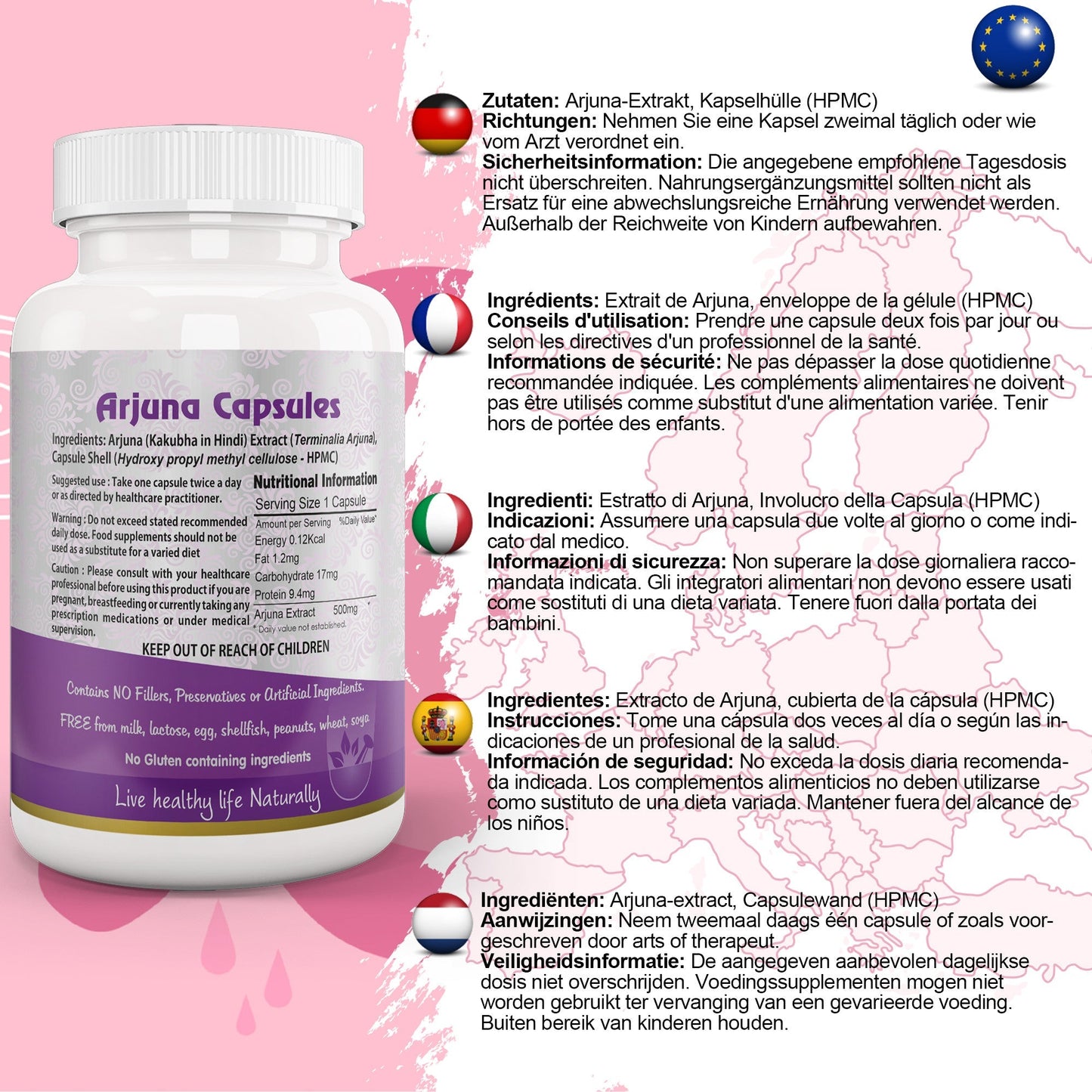 Ayushya Arjuna Capsules (Arjun Tree) Heart Wellness Support - Vegan, Gluten Free, Non-GMO, 60 Capsules