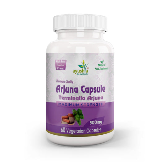 Ayushya Arjuna Capsules (Arjun Tree) Heart Wellness Support - Vegan, Gluten Free, Non-GMO, 60 Capsules DivyaHerb - Divya Herb Store