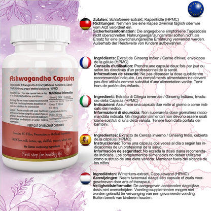 Aushadh Ashwagandha with Turmeric & Piperine Capsules (Indian Ginseng) Stress Balance & Joint Comfort Support - Vegan, Gluten Free, Non-GMO, 60 Capsules