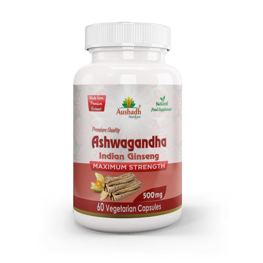 Aushadh Ashwagandha with Turmeric & Piperine Capsules (Indian Ginseng) Stress Balance & Joint Comfort Support - Vegan, Gluten Free, Non-GMO, 60 Capsules DivyaHerb - Divya Herb Store