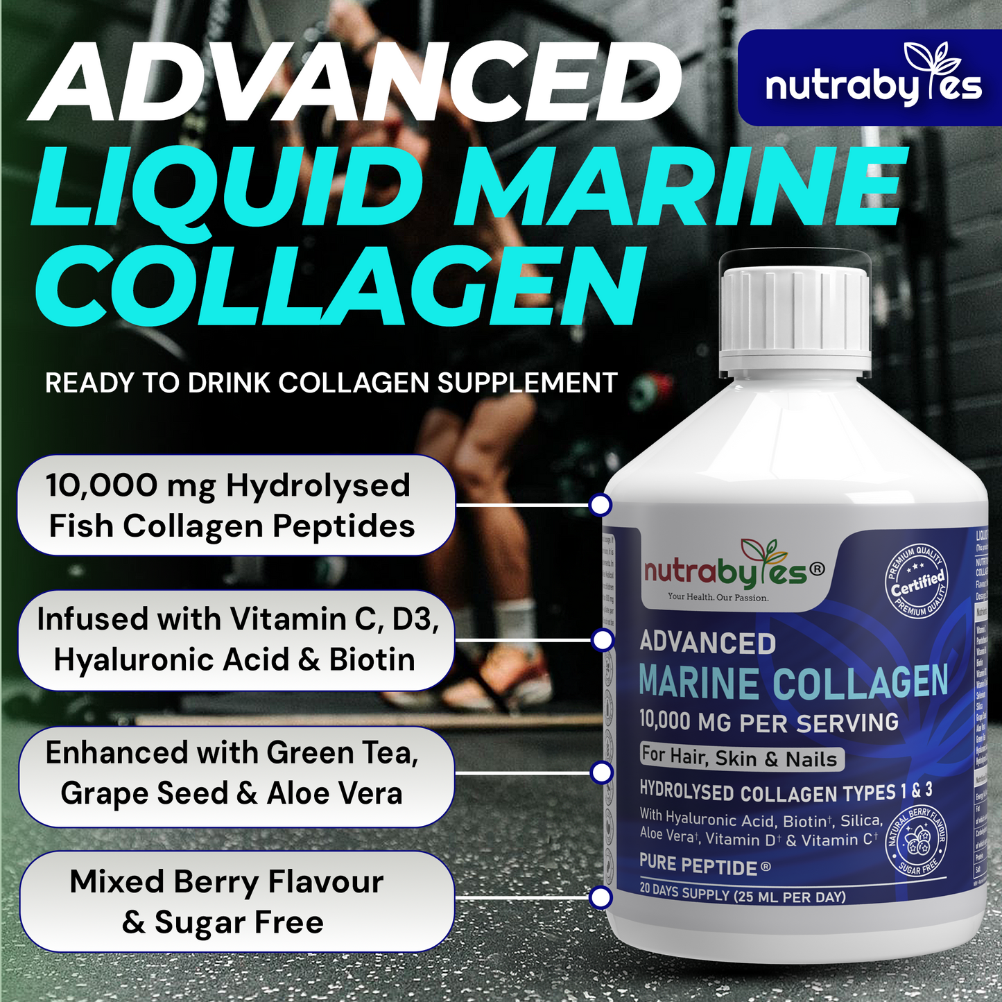 Advanced Liquid Marine Collagen Supplement 10,000 mg