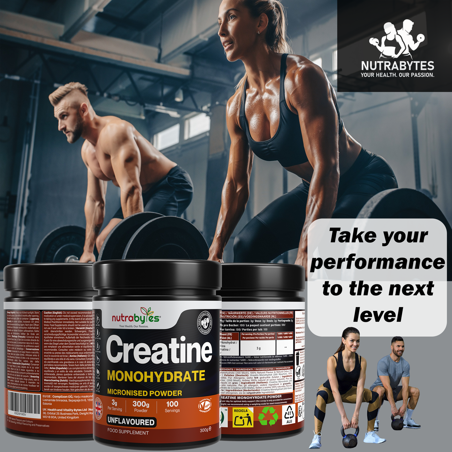 Creatine Monohydrate Powder 300g (100 Servings) | Pure Micronised Creatine Powder Supplement for Men & Women, Pre & Post Workout Strength, Muscle Growth & Recovery, Vegan | Unflavoured