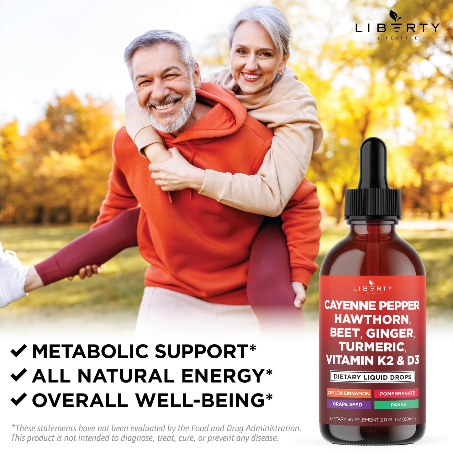 Cayenne Pepper Liquid Drops with Hawthorn Berry, D3 K2, Beet Root, Cinnamon & Turmeric - 2oz