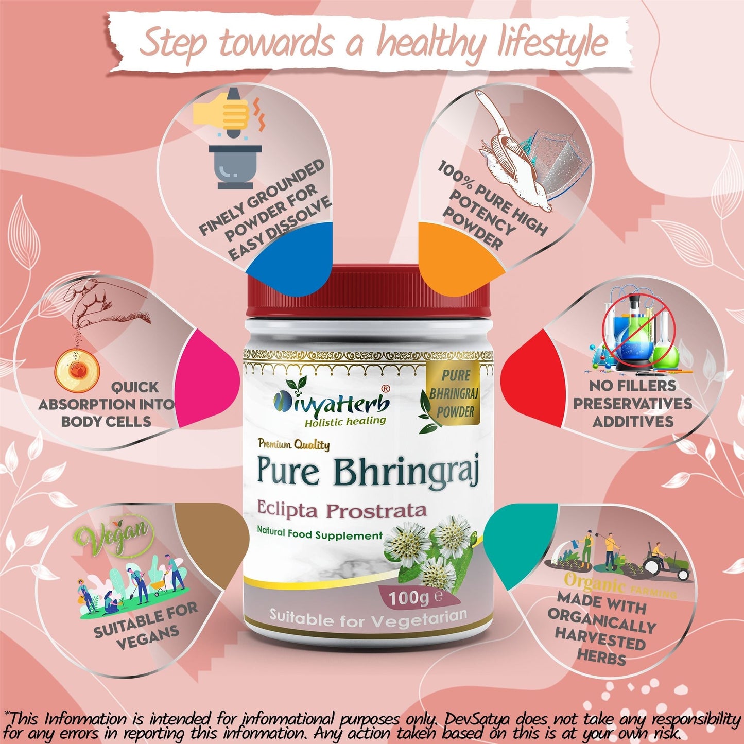 DivyaHerb Bhringraj Powder 100 gram - Hair & Scalp Support