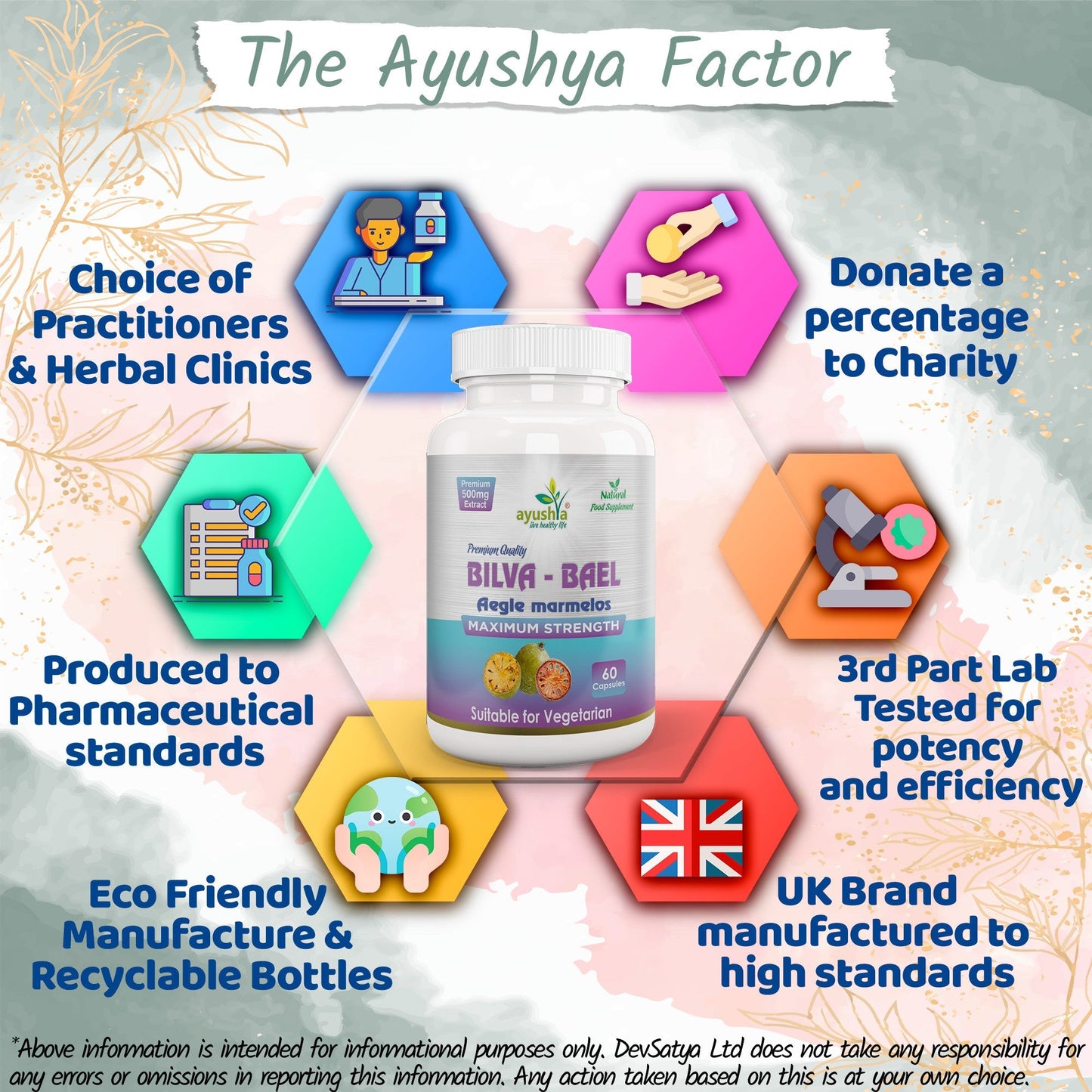 Ayushya Bael Leaf Capsules (Bilva, Wood Apple) Digestive Comfort Support - Vegan, Gluten Free, Non-GMO, 60 Capsules