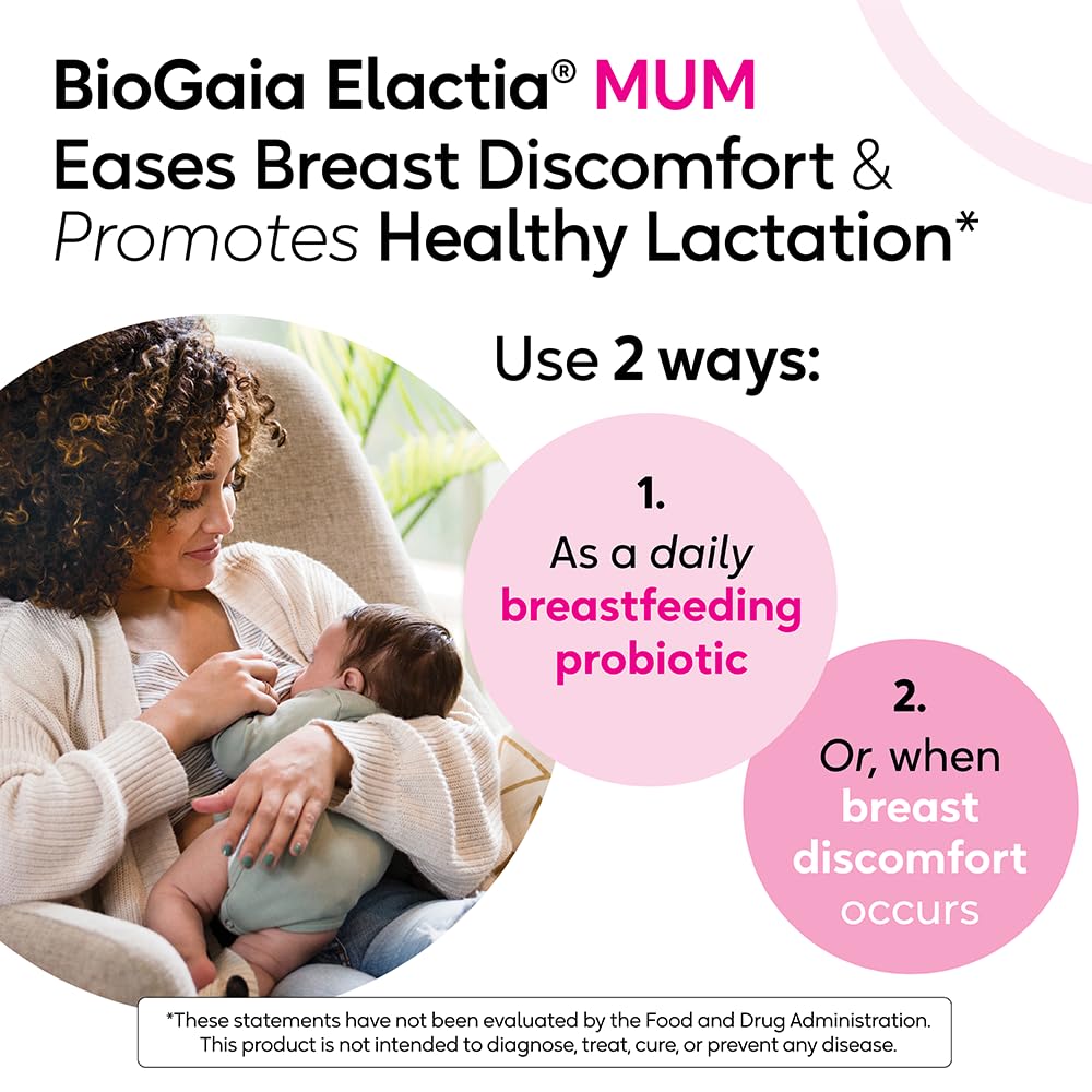 BioGaia Elactia Breastfeeding Probiotic - Lactation Support for Mom & Baby | 30 Count