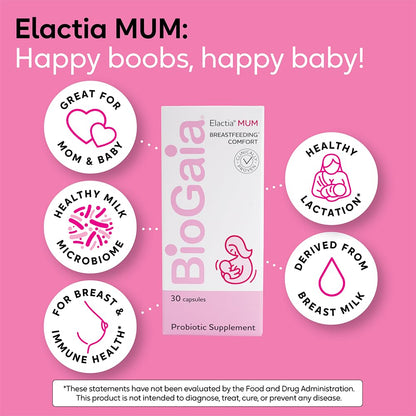 BioGaia Elactia Breastfeeding Probiotic - Lactation Support for Mom & Baby | 30 Count
