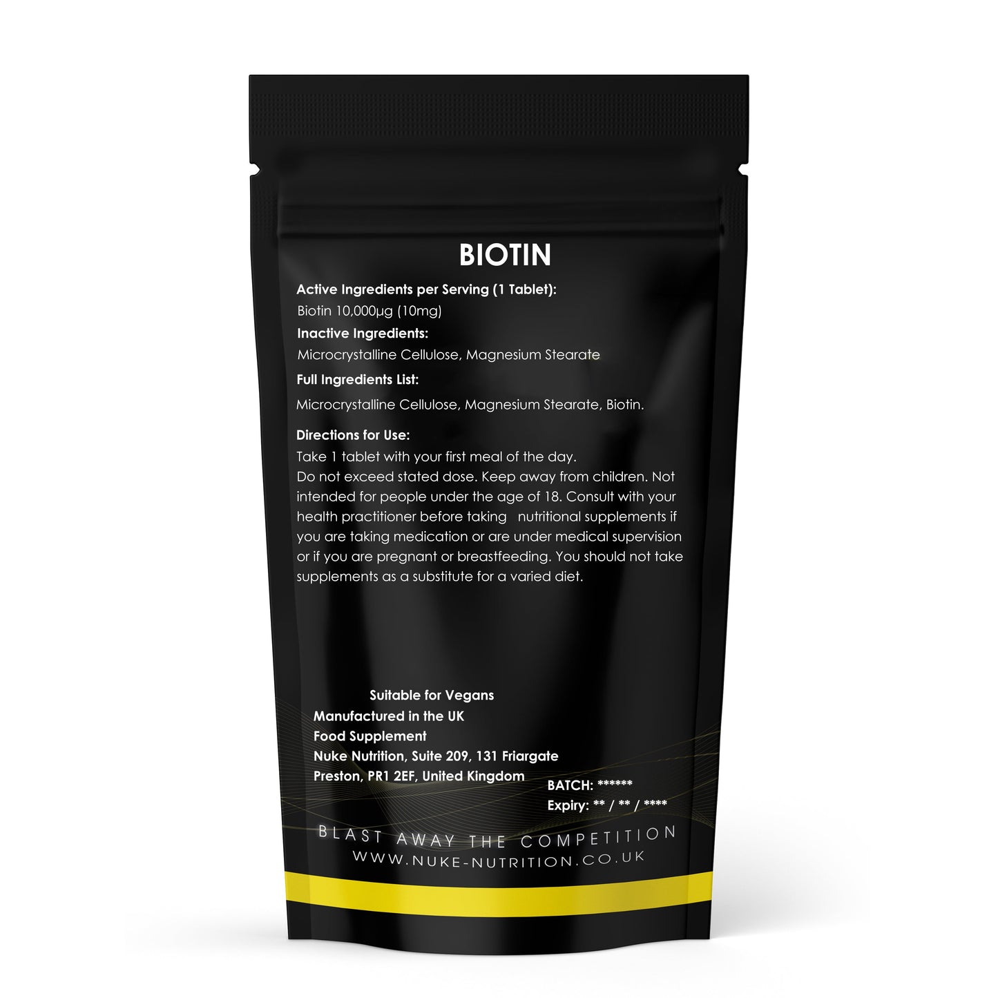 Biotin 10,000μg Healthy Hair Growth, Skin and Nails High Strength Tablets