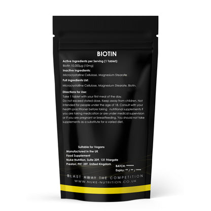 Biotin 10,000μg Healthy Hair Growth, Skin and Nails High Strength Tablets