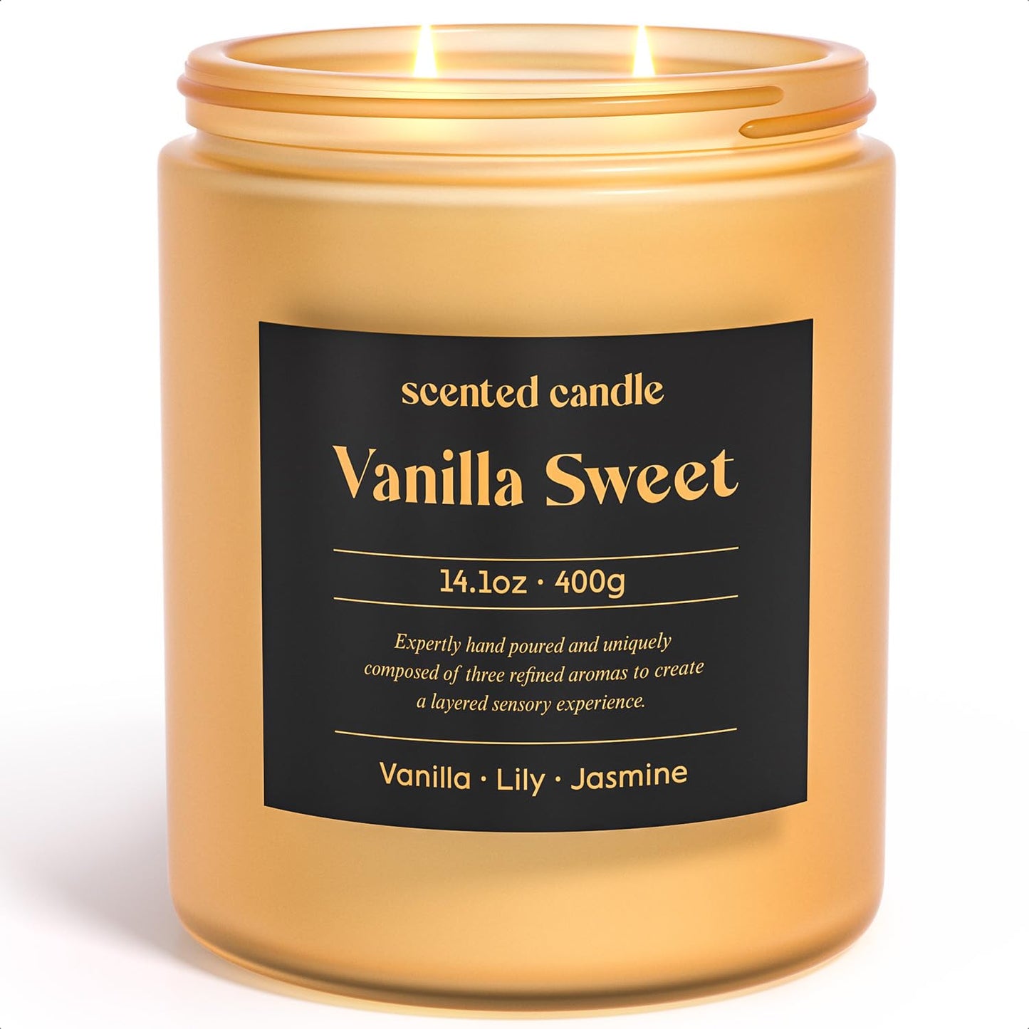 CHILLFLAME Vanilla Candle 14.1 oz - 2-Wick Scented (Vanilla, Lily, Jasmine)