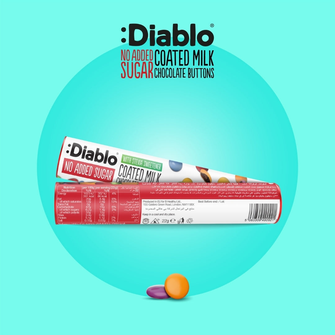 No Added Sugar Coated Milk Chocolate Buttons (22g) Diablo Sugar Free