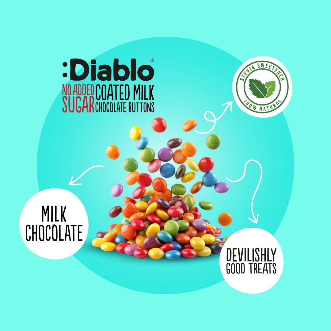 No Added Sugar Coated Milk Chocolate Buttons (22g) Diablo Sugar Free