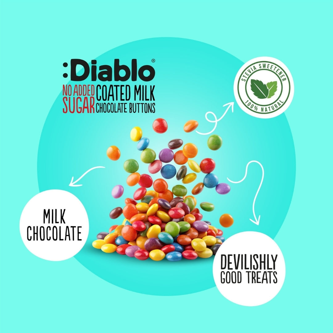 No Added Sugar Coated Milk Chocolate Buttons (40g) Diablo Sugar Free