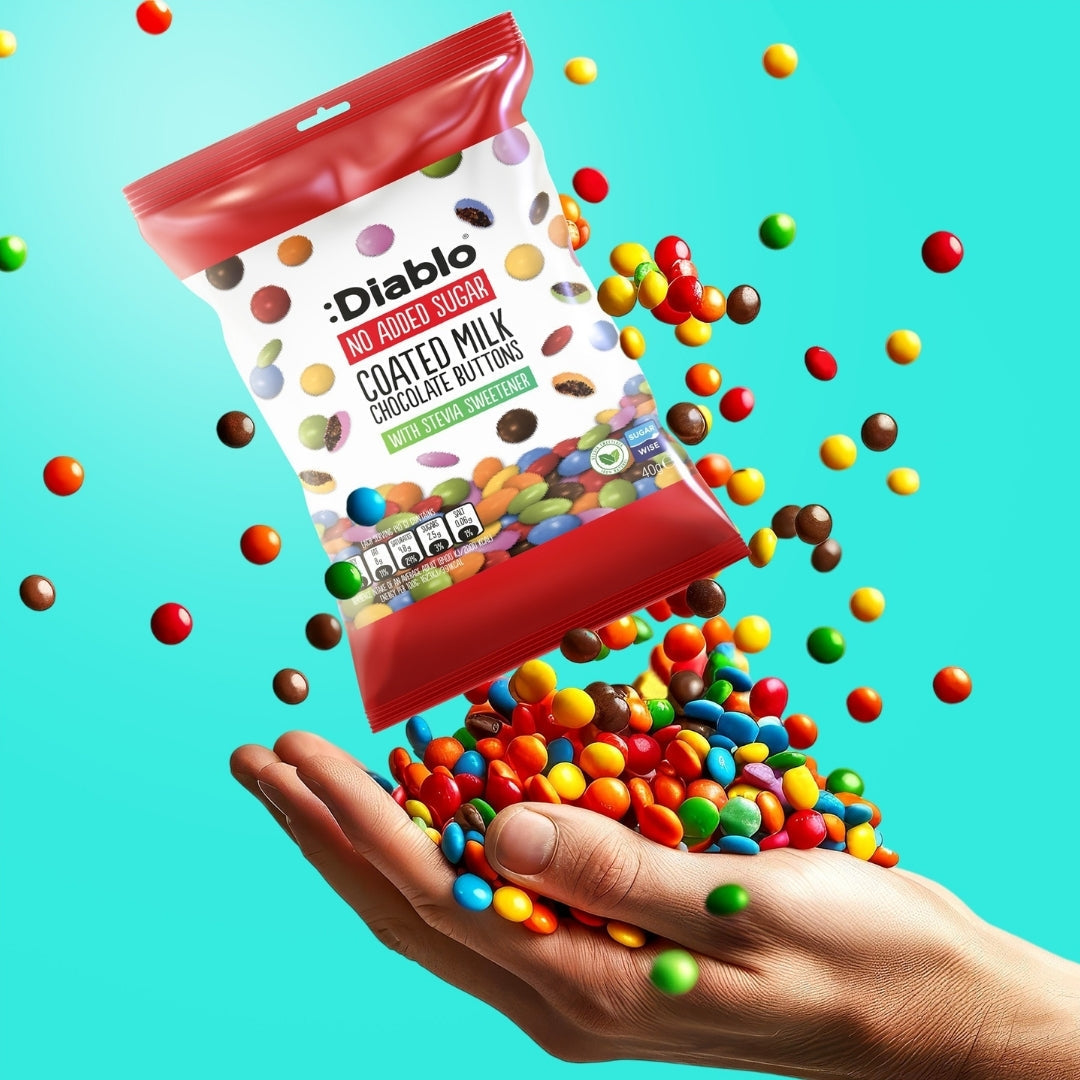 No Added Sugar Coated Milk Chocolate Buttons (40g) Diablo Sugar Free