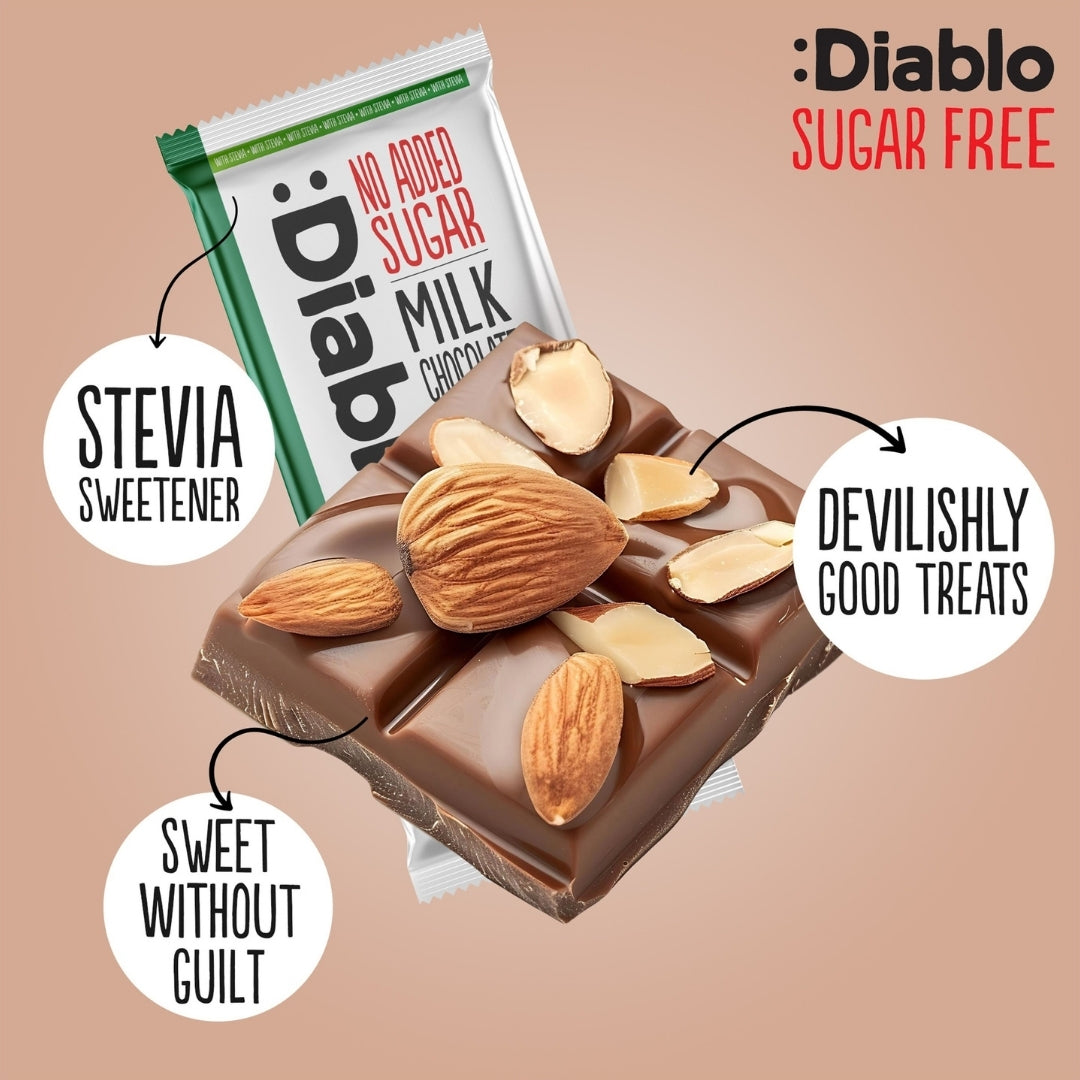 Milk Chocolate with Almonds with Stevia (75g) Diablo Sugar Free