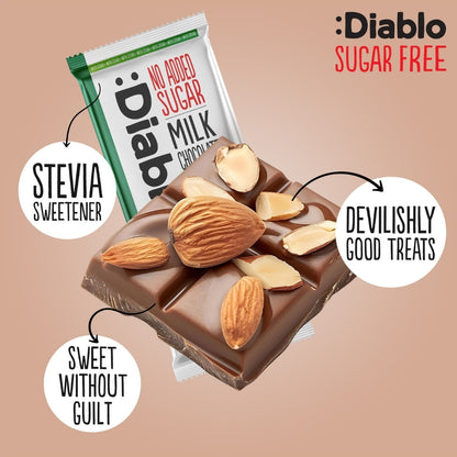 Milk Chocolate with Almonds with Stevia (75g) Diablo Sugar Free