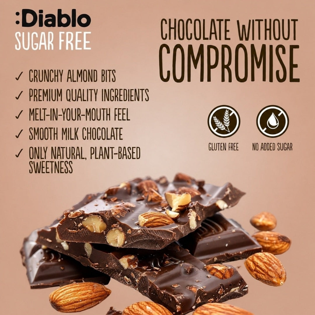 Milk Chocolate with Almonds with Stevia (75g) Diablo Sugar Free